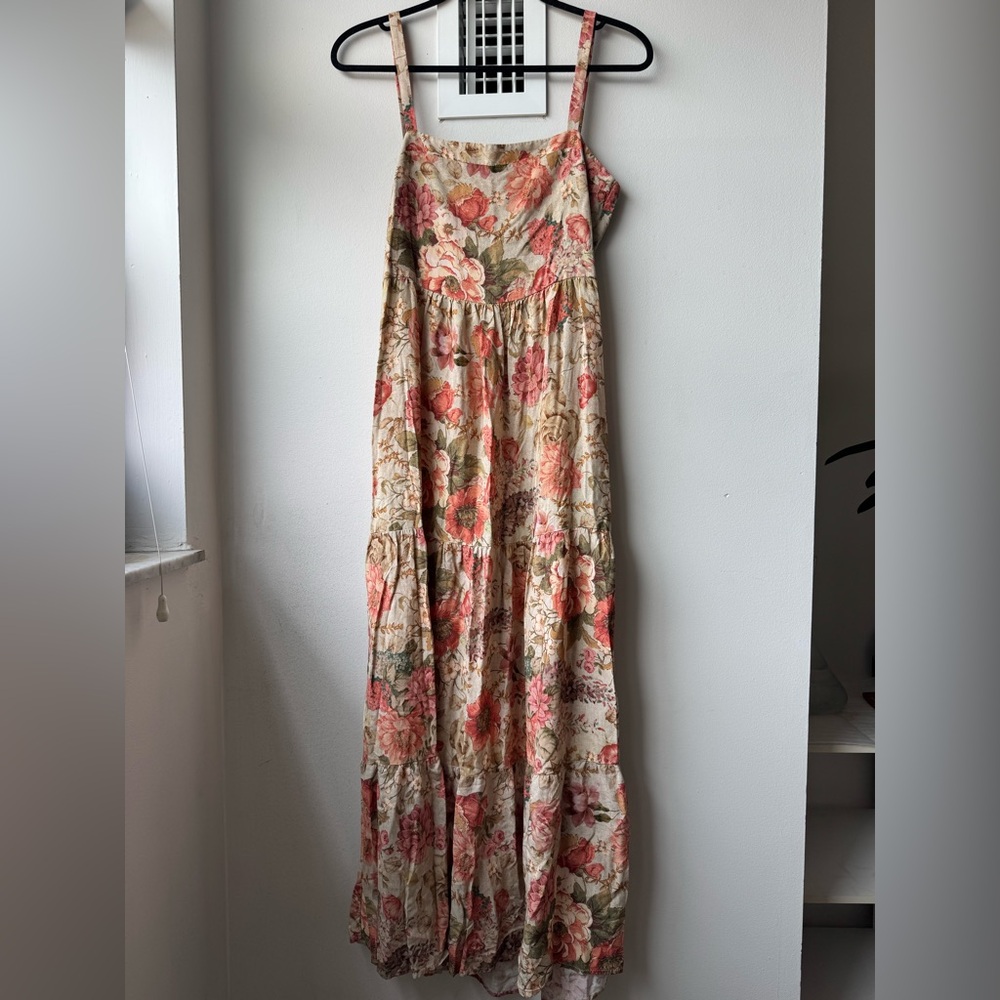 NAF NAF Floral Maxi Dress in Cream and Coral